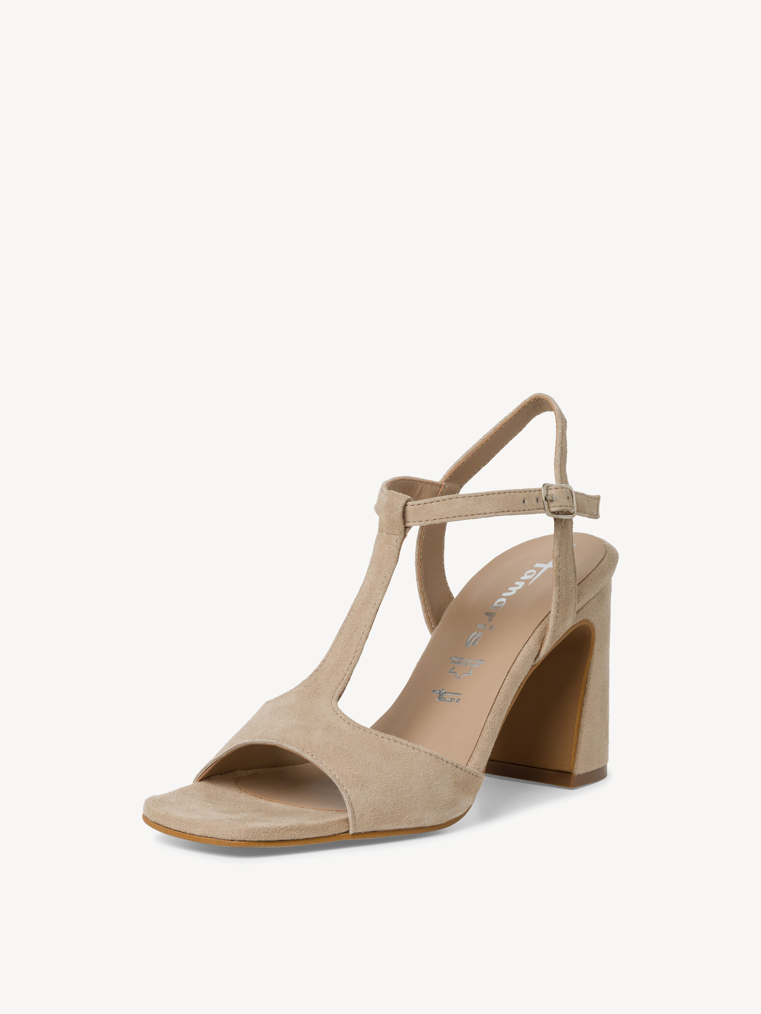 Sandale à talon en cuir - beige
