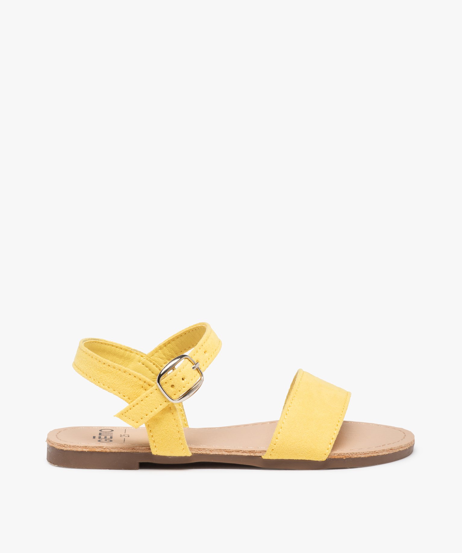 Sandales fille à brides en suédine unie jaune | GEMO