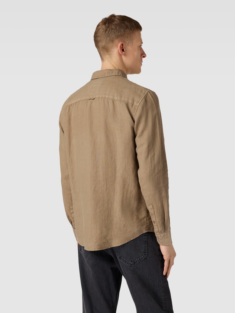 Freizeithemd mit Label-Stitching in haselnuss braun