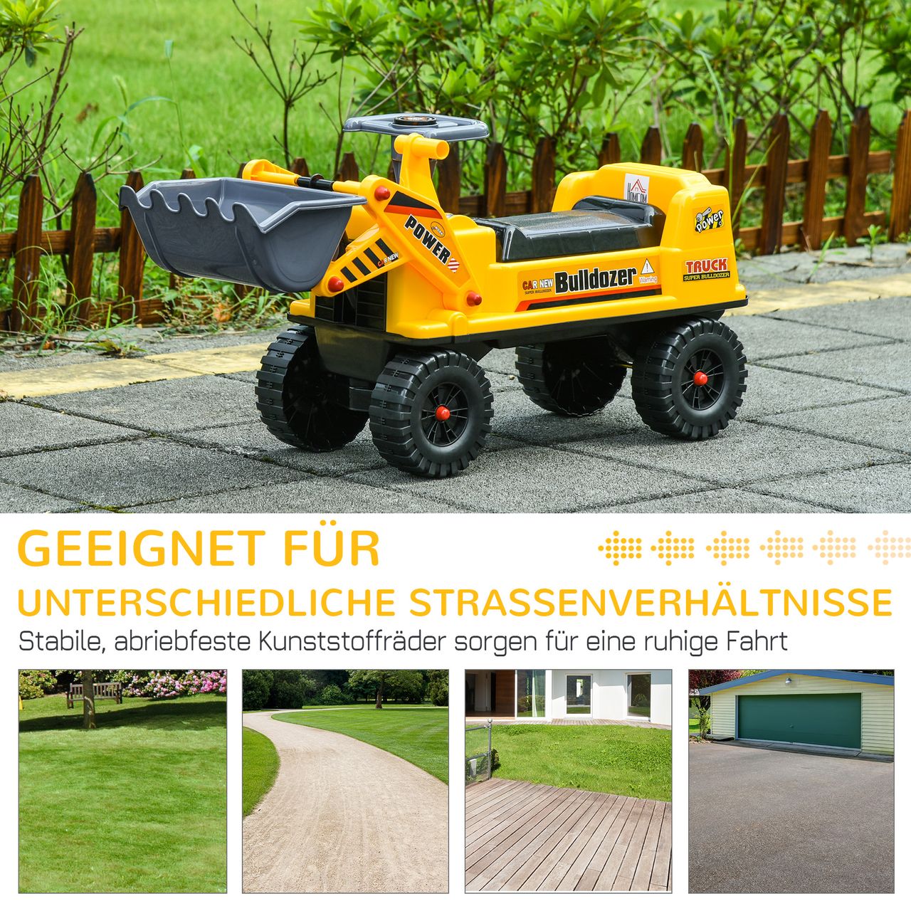 HOMCOM Sitzbagger für Kinder Kinderbagger Rutsch Auto für Kinder 2-3 Jahre