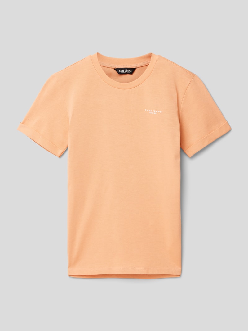 T-Shirt mit Label-Print in apricot