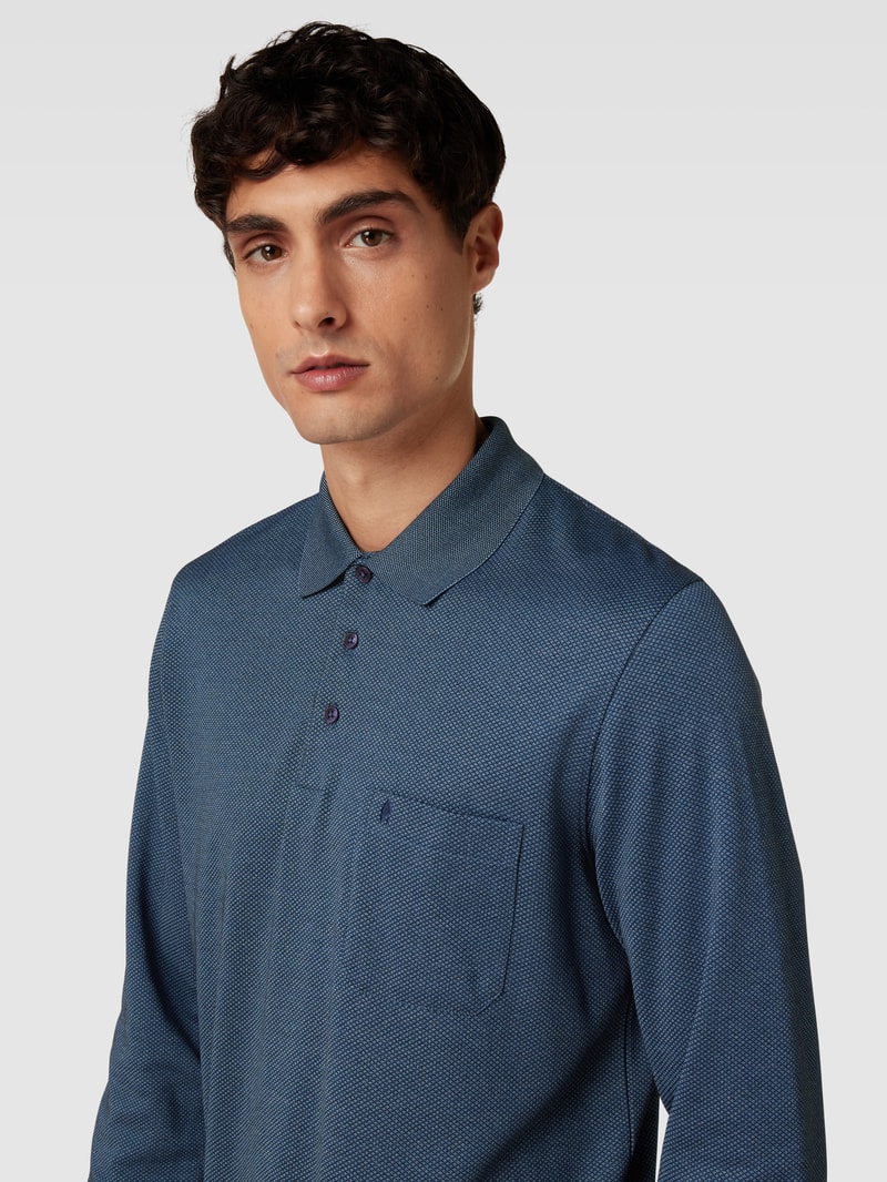 Poloshirt im langärmeligen Design Modell 'CARBON' in marineblau
