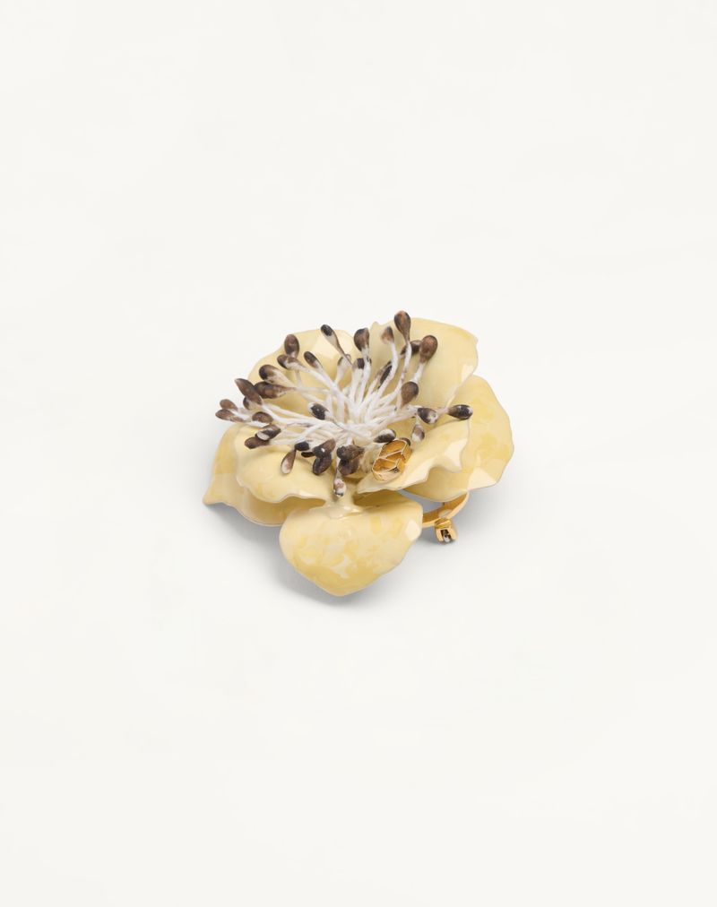 Valentino Fleur Lumineuse broche i metal, emalje og stof