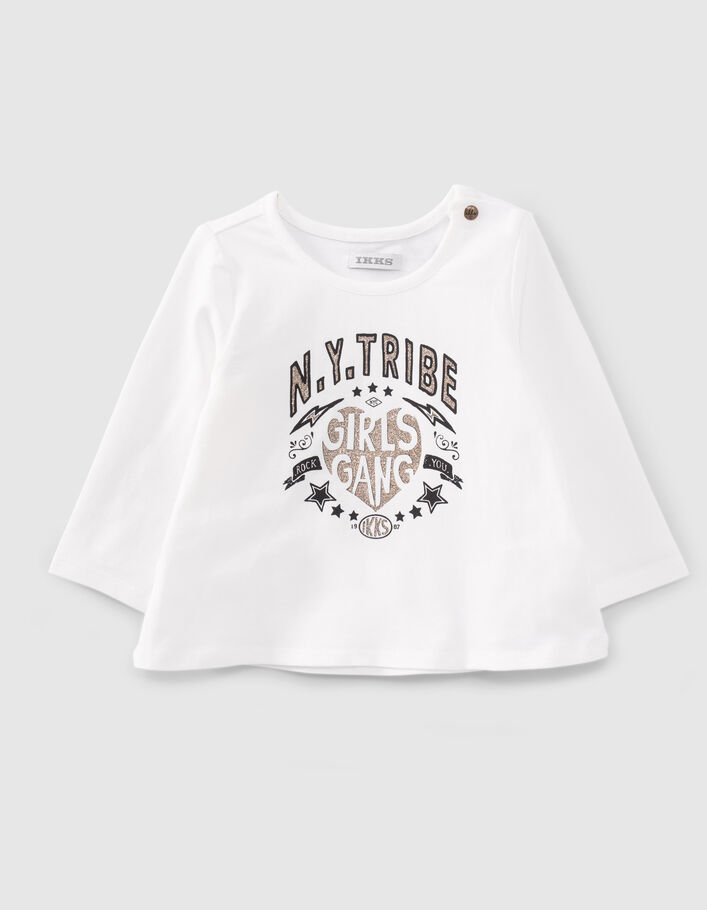 Ensemble short gris et T-shirt écru bébé fille