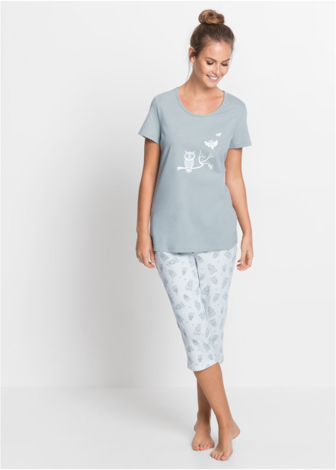 Capri Pyjama mit kurzen Ärmeln