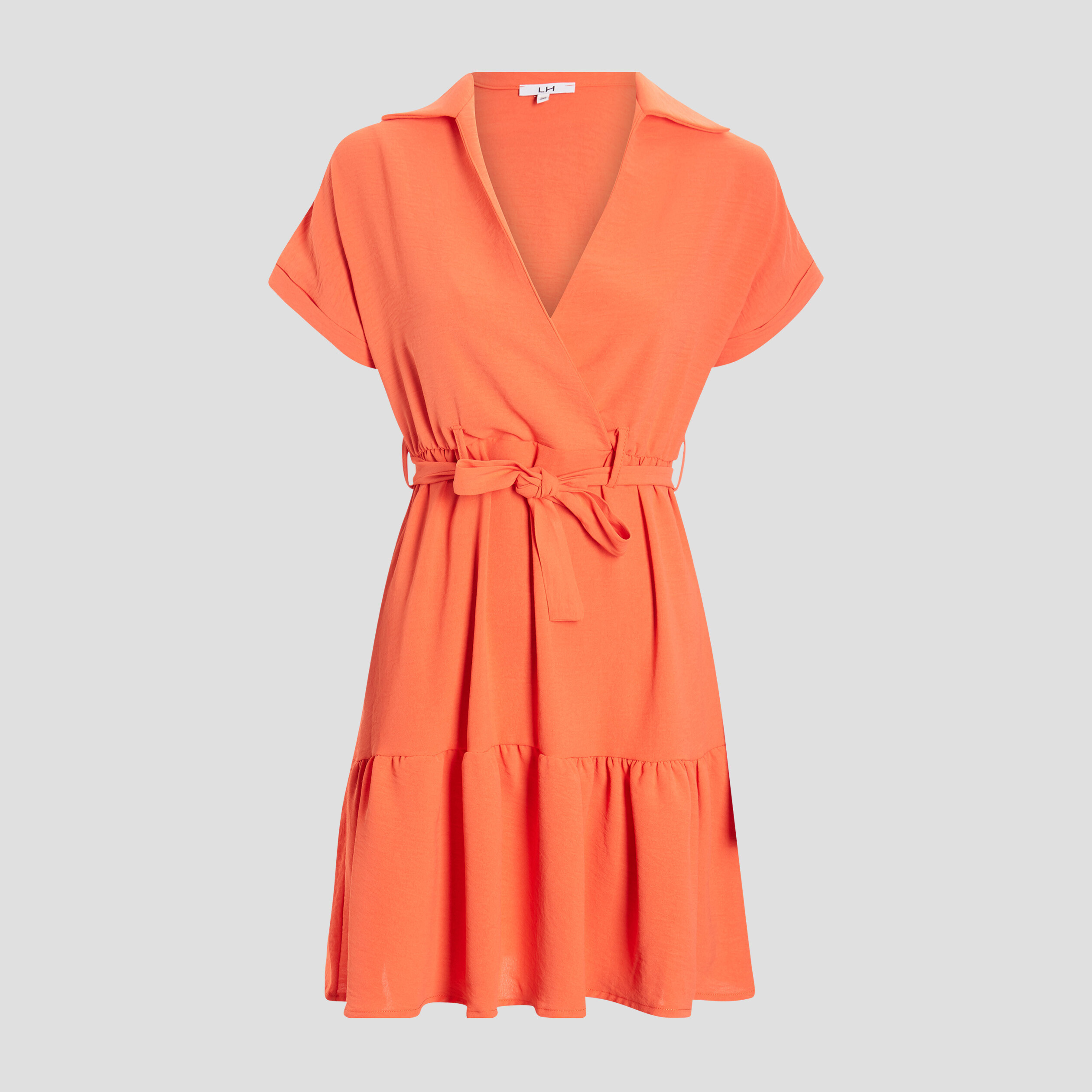 Robe évasée ceinturée orange femme | La Halle