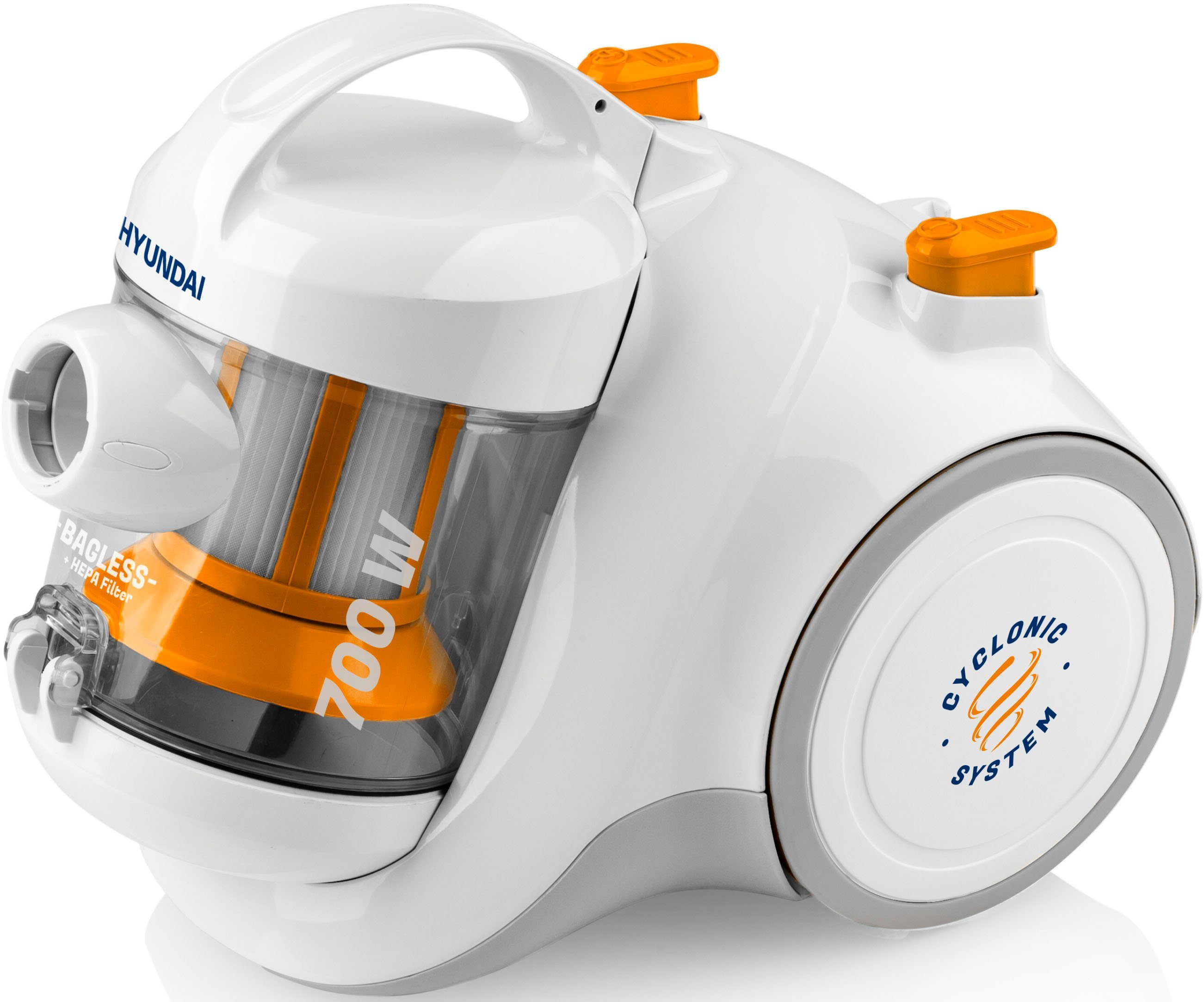 Hyundai Bodenstaubsauger VC009, 700 W, beutellos, ECOMotor, 2xHEPA-Filter, 1,5l Vo, 8m Aktion-Radius