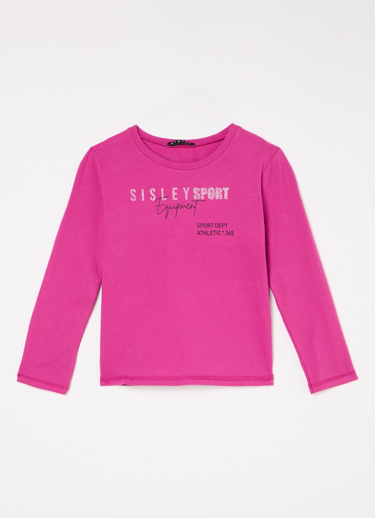 Sisley Young garās piedurknes krekls ar logotipa apdruku un mirdzumiem