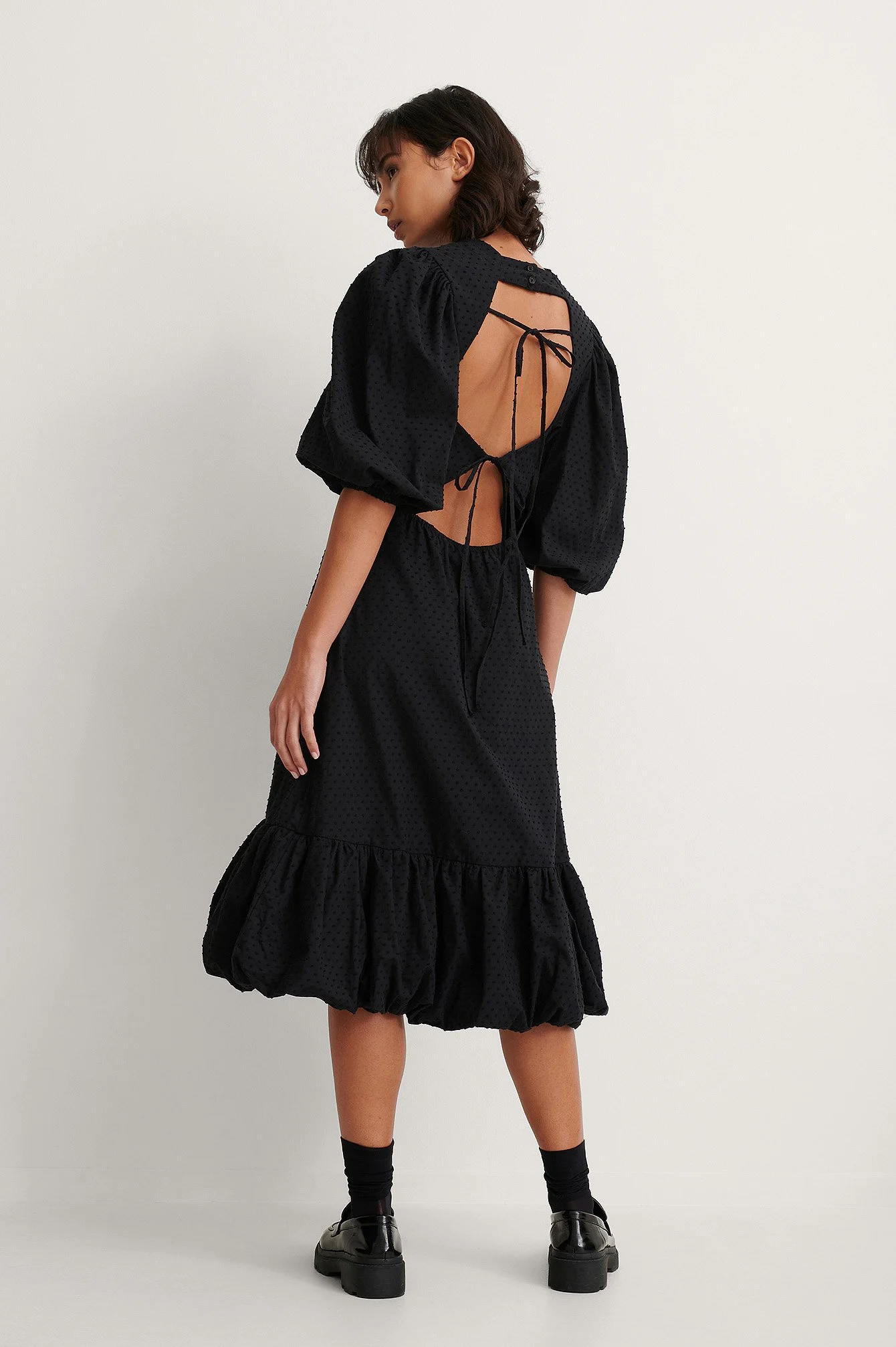 Back Detail Volume Sleeve Dress