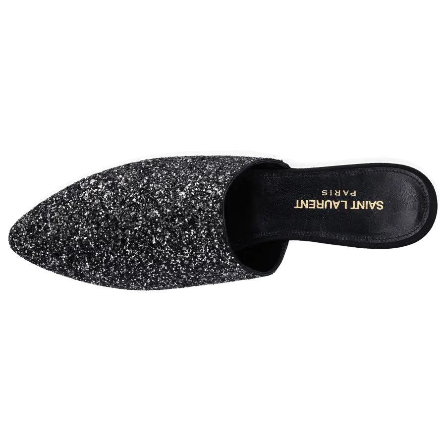 Saint Laurent - Slipper BLISS Glitter Glitzer grau - grau