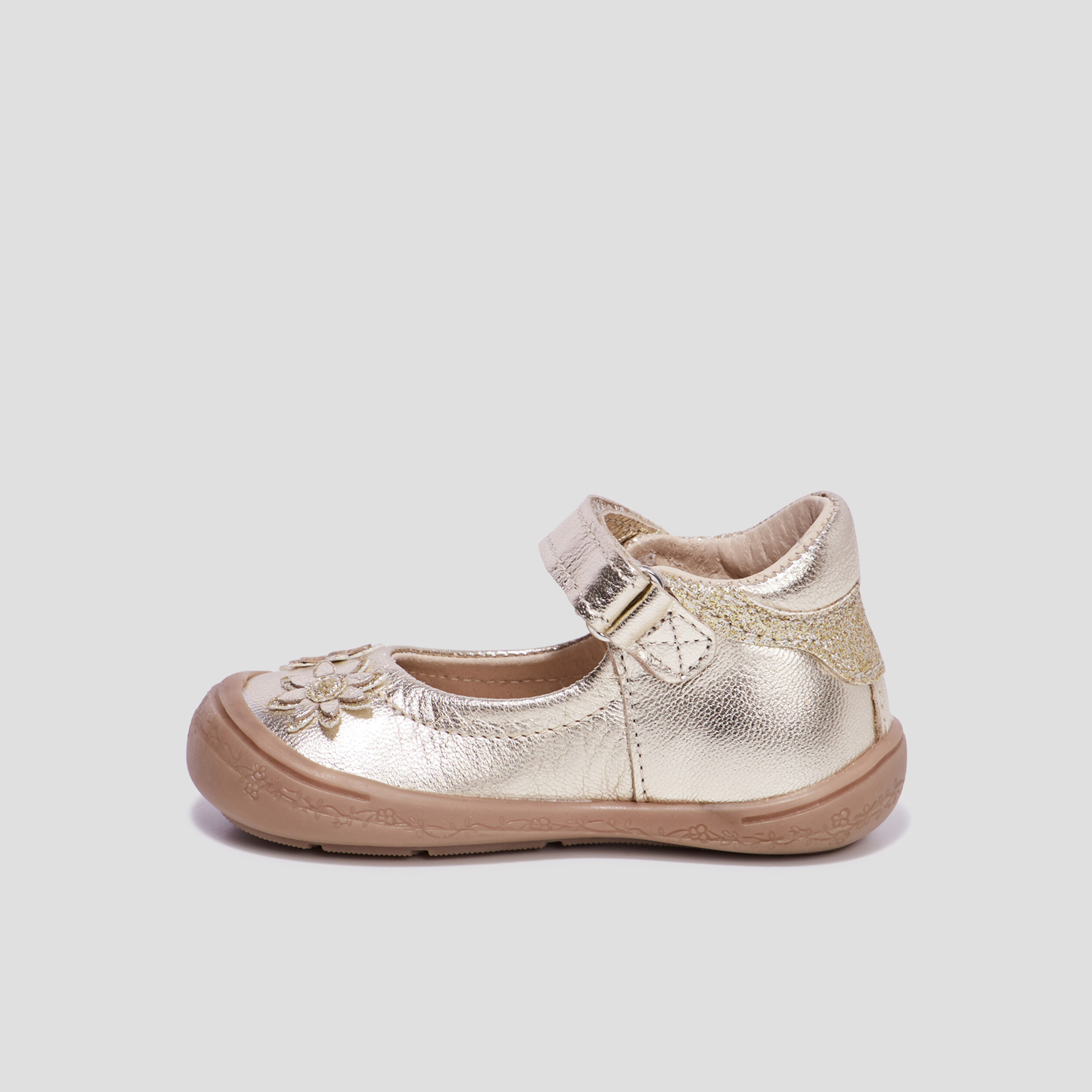 Babies à scratchs métallisées en cuir rose bébé fille | La Halle
