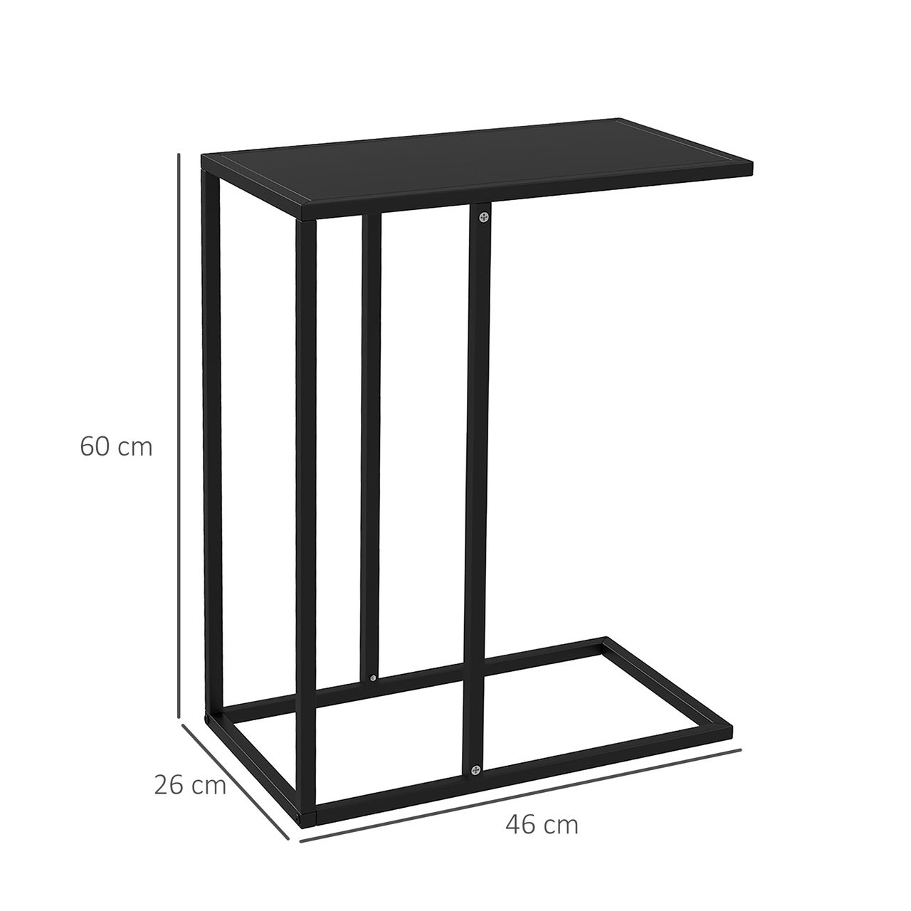 HOMCOM Beistelltisch Couchtisch in C-Form, Sofatisch Nachttisch mit Stahlgestell