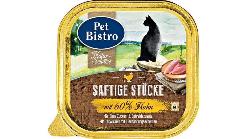 Pet Bistro Katzennassfutter Naturschätze - Saftige Stücke mit Huhn 100 g