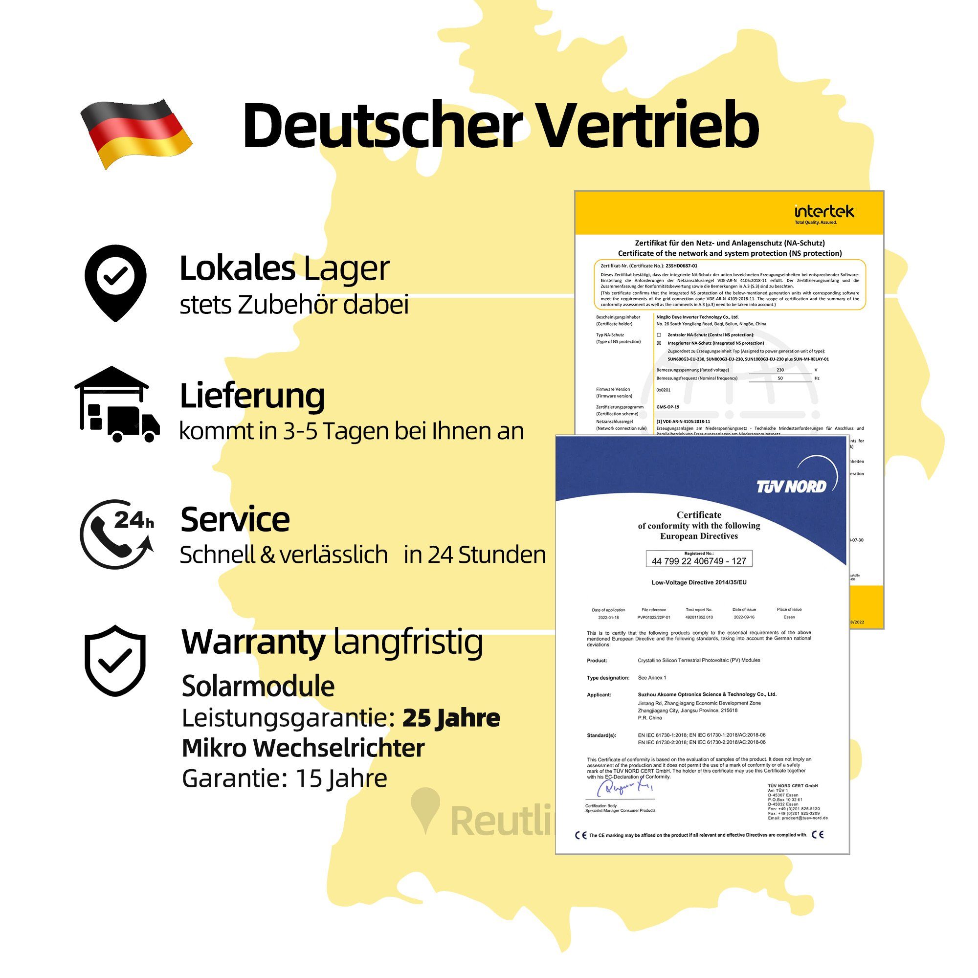 E.For.U Solarmodul Balkonkraftwerk 820W, 800W Komplett Steckdose, 800,00 W, Monokristallin, (mit 2x 410W Solarmodule, Wechselrichter Deye 800W mit Wifi-App, 600W/800W einstellbar), 0% MwSt