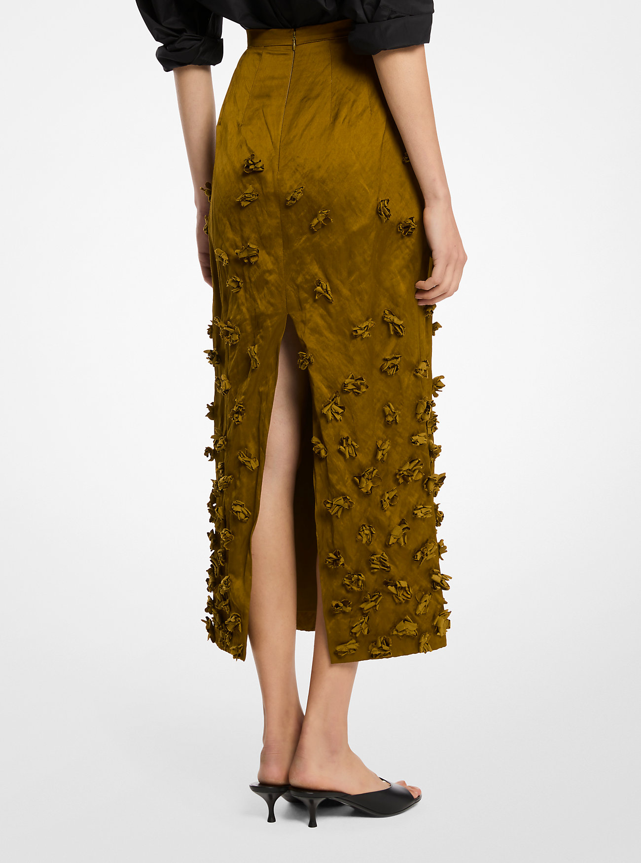 Håndbrodert blomstermønster i Duchesse-blyantskjørt – CACTUS