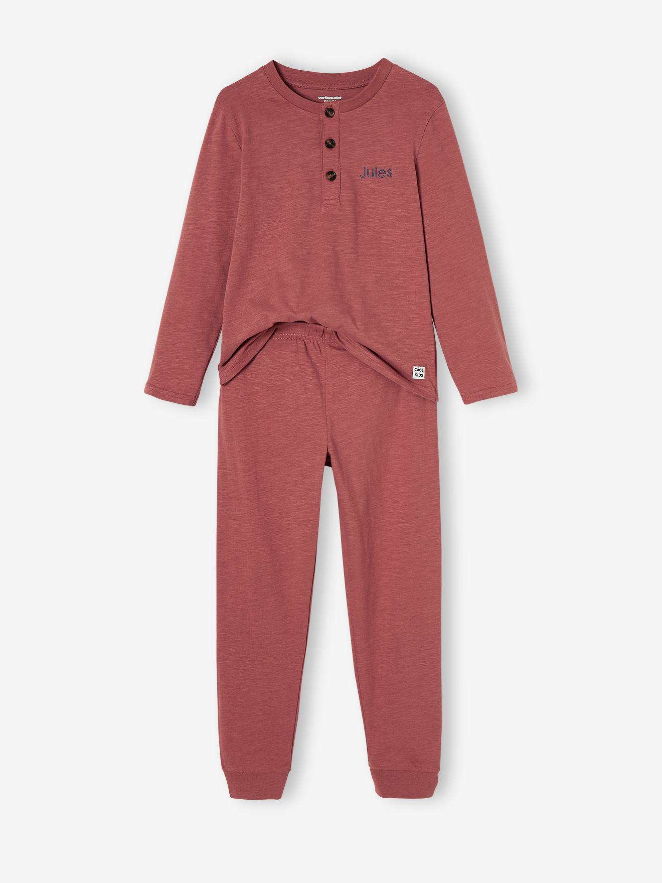 Pyjama uni personnalisable garçon col tunisien terracotta