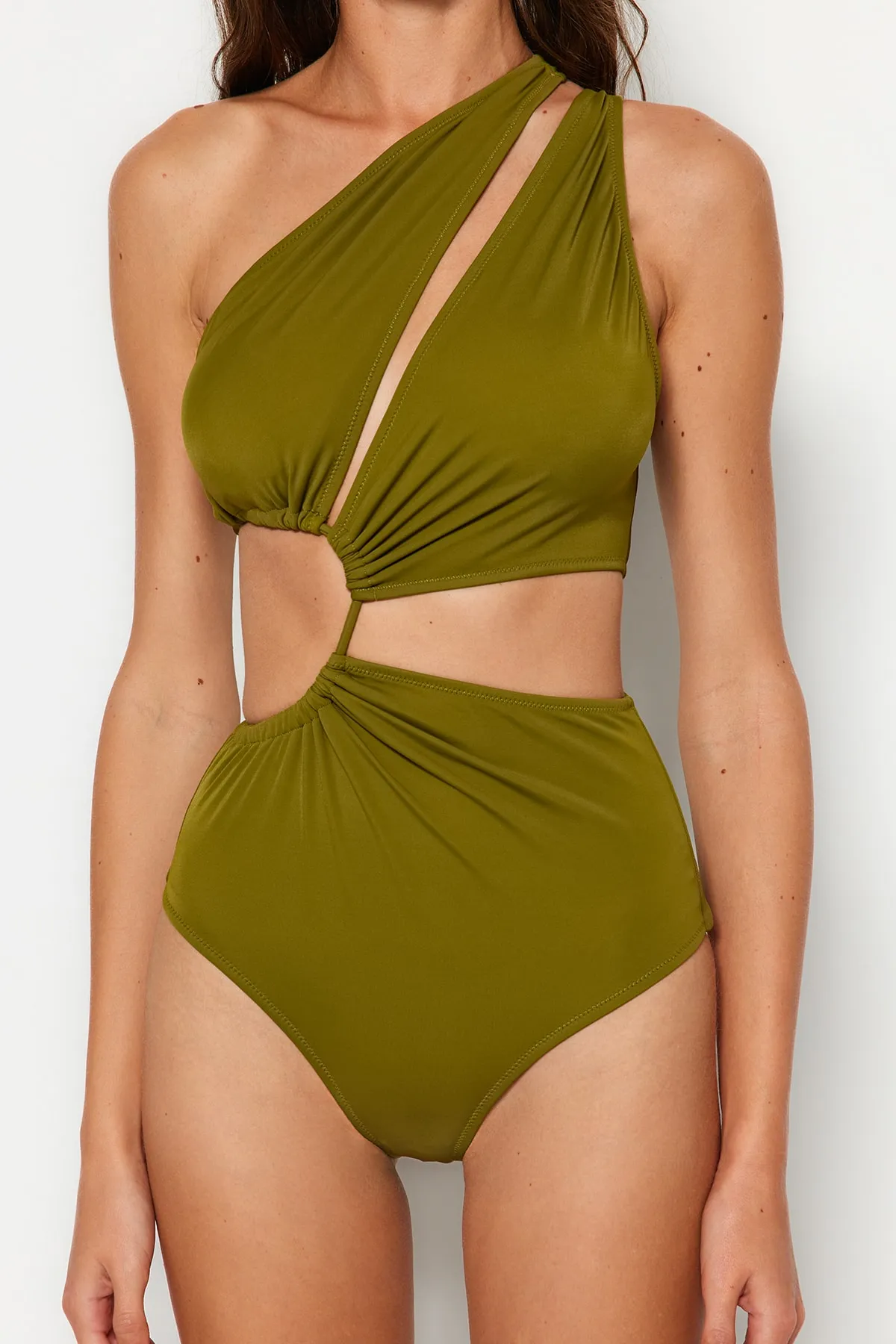 Trendyol Collection  Khaki Single Shoulder Tunnel Regular Mayokini TBESS23MA00206