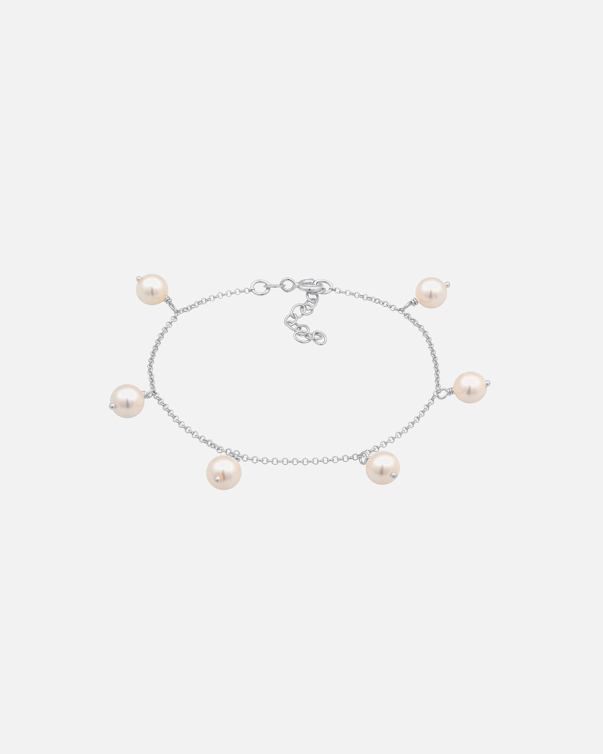 Elegante, schlichte Damenkette von Nenalina mit synthetischen Perlen aus 925er Sterlingsilber