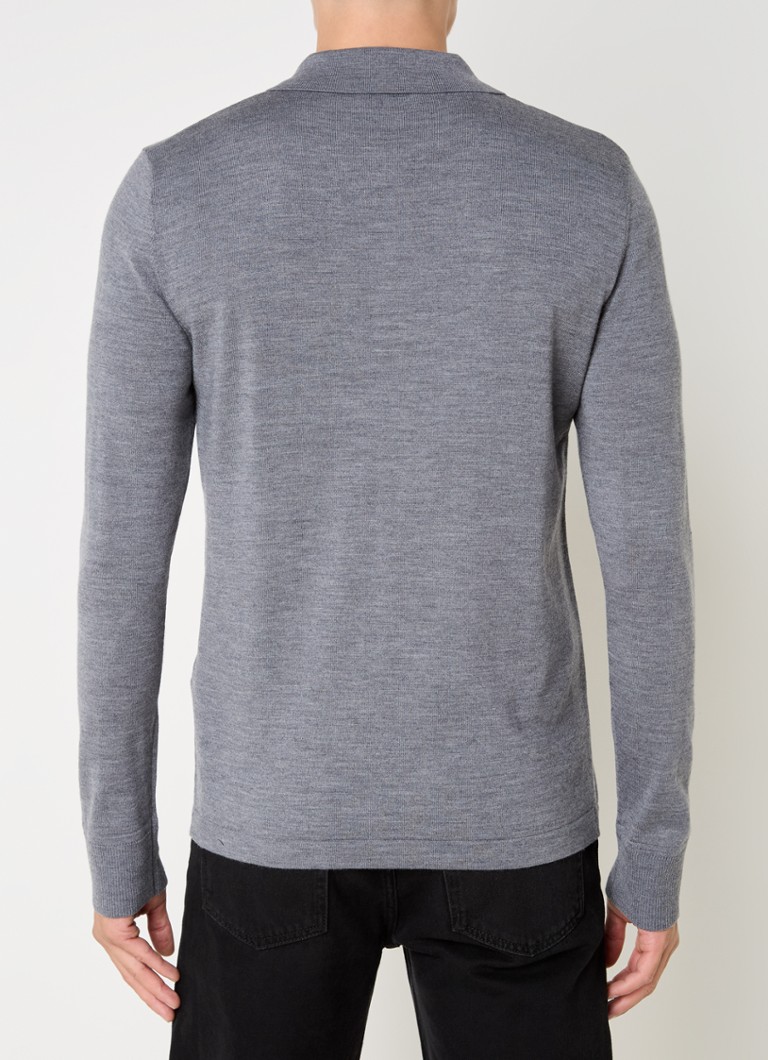 Sandro Regular fit fine-knit polo in wool blend with half zip