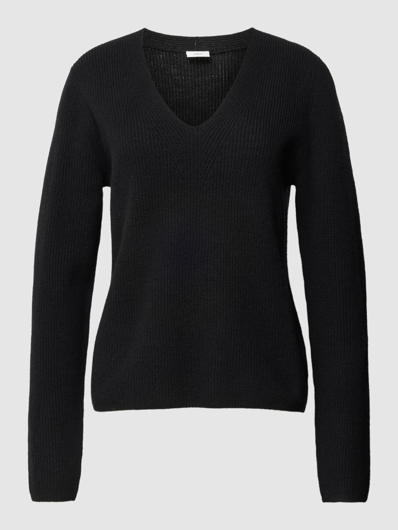 Strickpullover mit V-Ausschnitt in schwarz