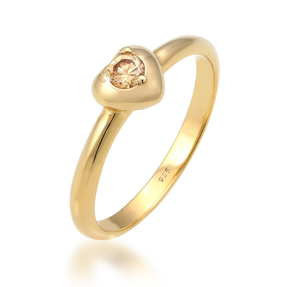 Elli Elli Bague Coeur avec des Cristaux de Zircone Minimal Bague Femme - (925/1000) Ar Bague
