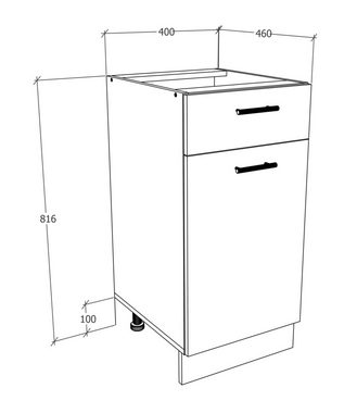 VCM Unterschrank Küchenschrank B 40 cm Unterschrank Schublade Esilo