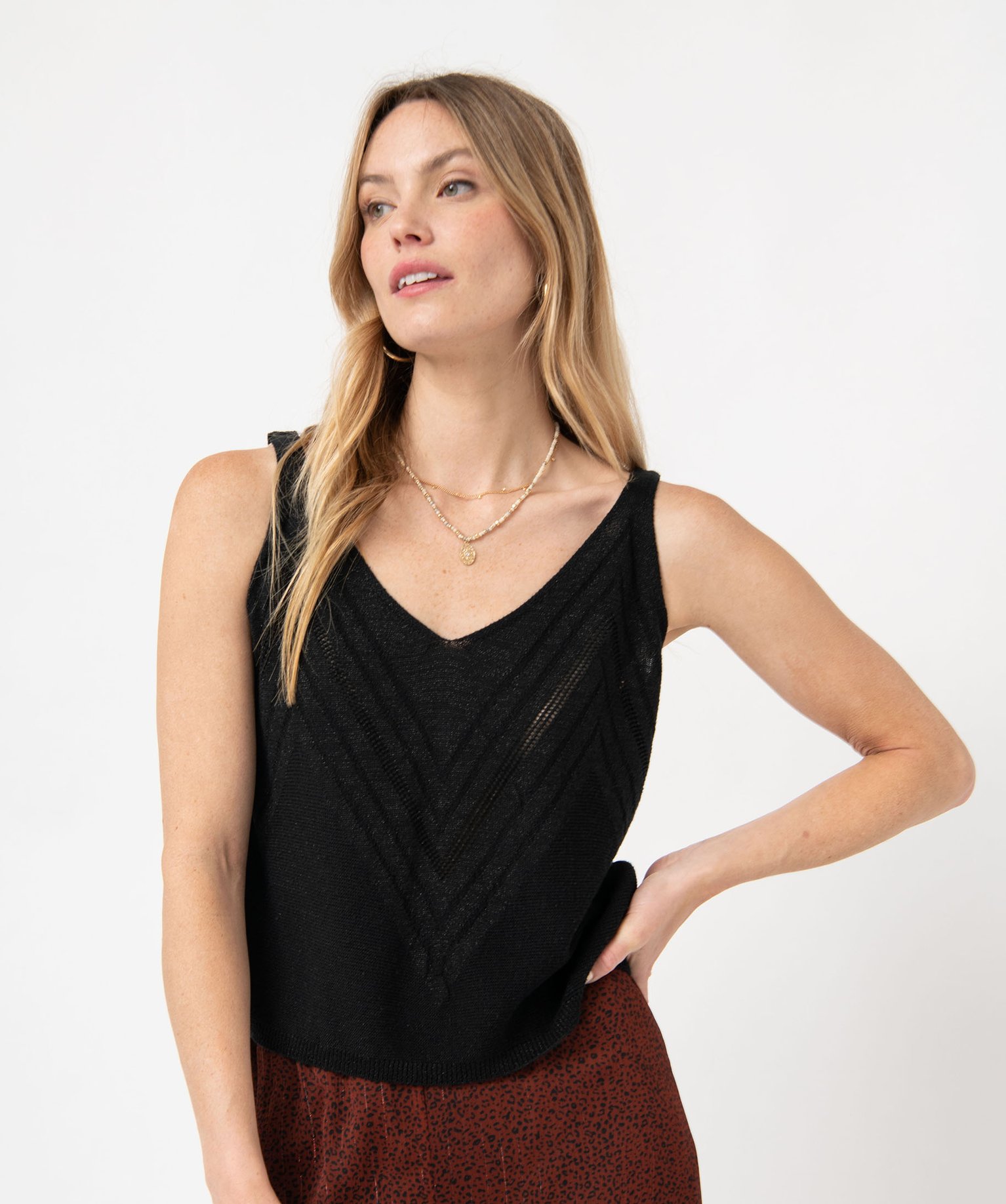 Débardeur en maille pailletée fantaisie femme noir | GEMO