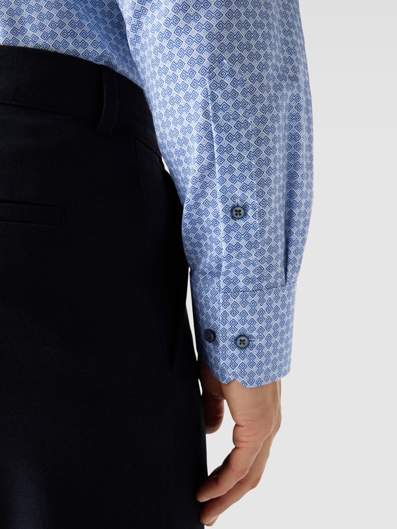 Modern Fit Business-Hemd mit Allover-Muster in bleu
