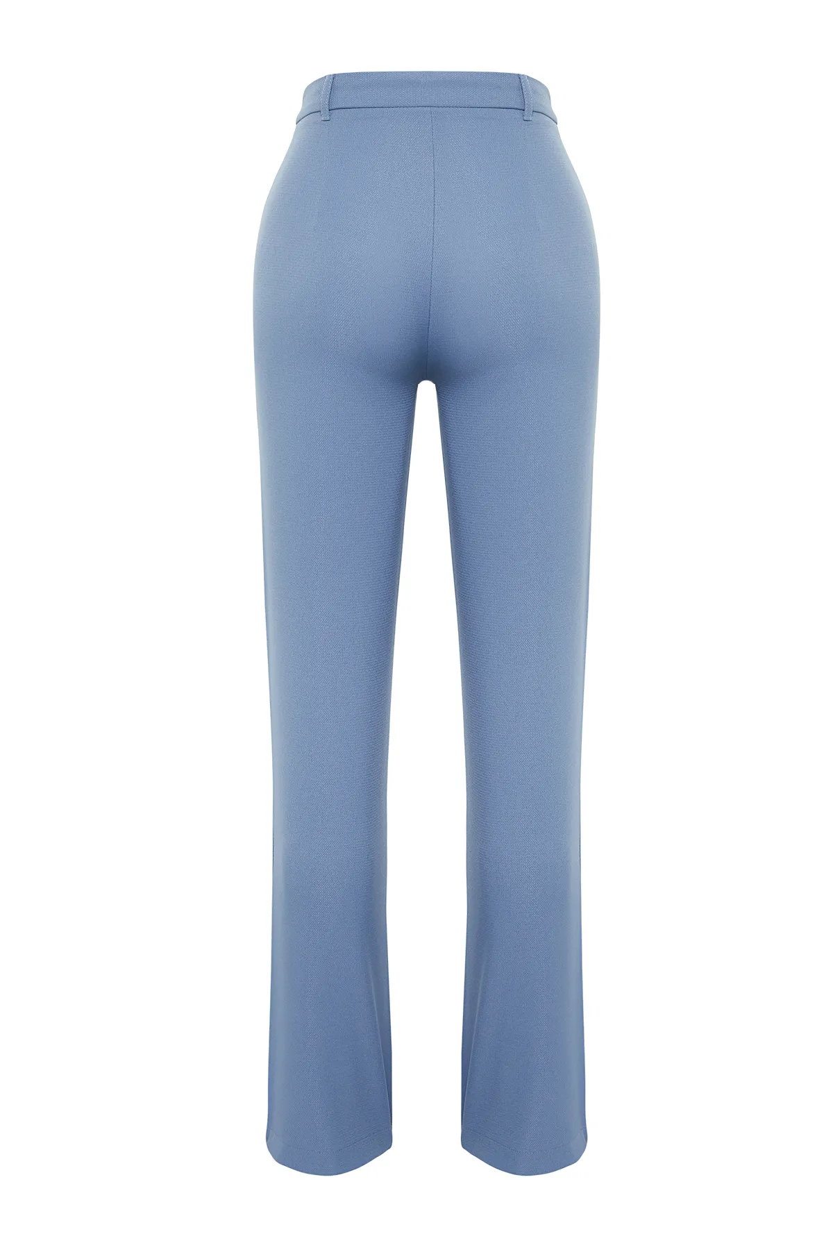 Trendyol Collection  Indigoblaue, gerade/gerade geschnittene, hoch taillierte, gerippte Webhose TWOSS21PL0093