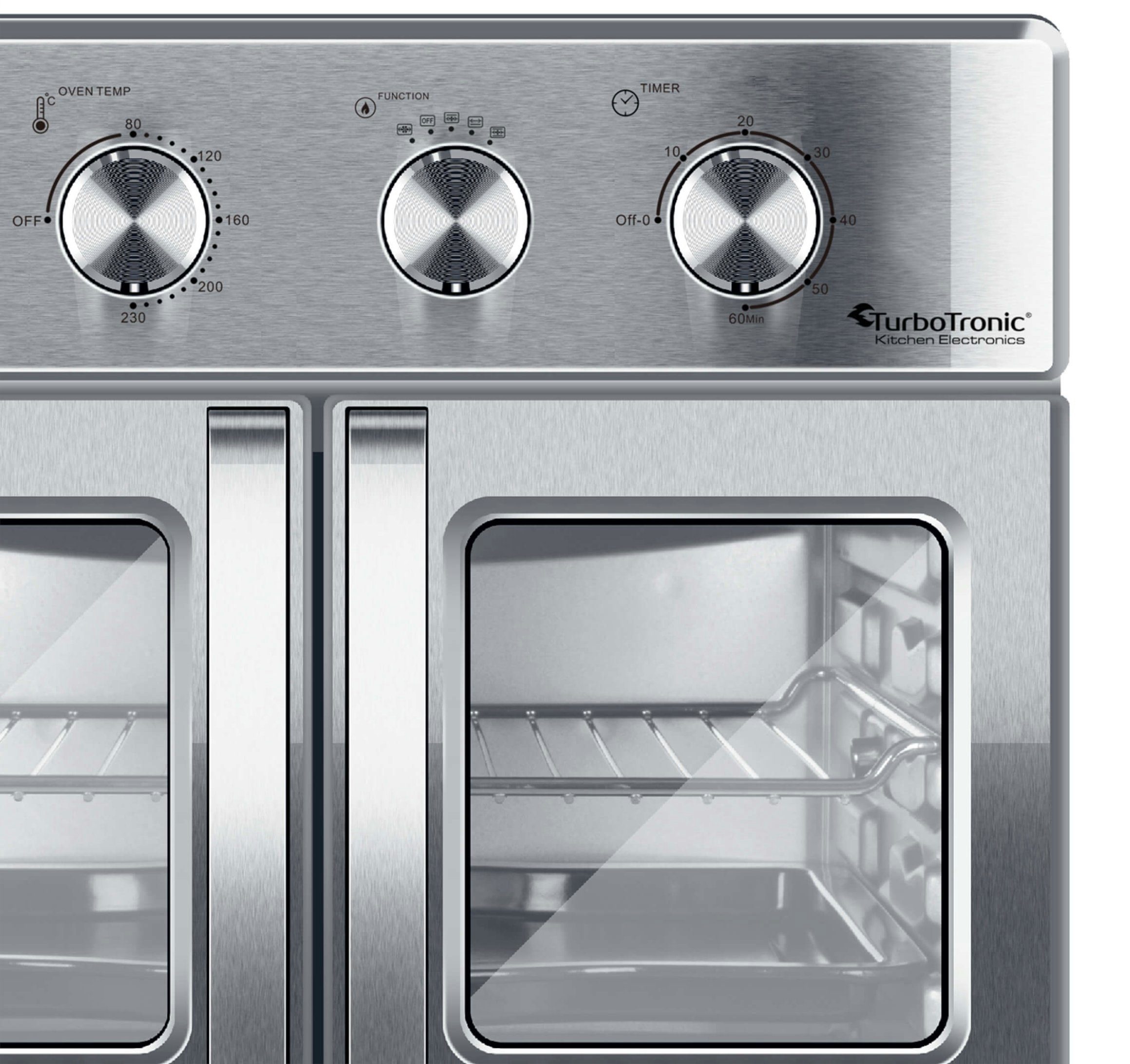 TurboTronic by Z-Line Minibackofen Digitaler Heißluftofen XXL, AF32MFD -32 Liter mit Drehspieß 4in1