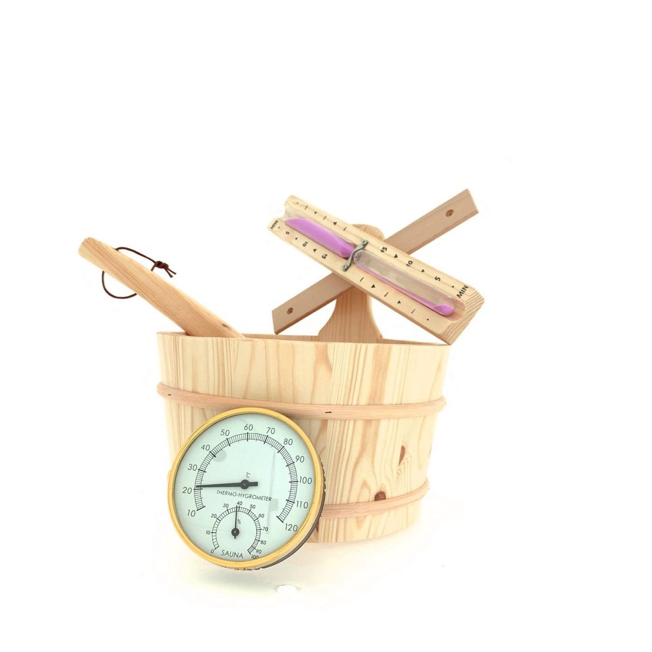 Dewello Saunaset Saunaeimer Kelle Thermometer Sanduhr