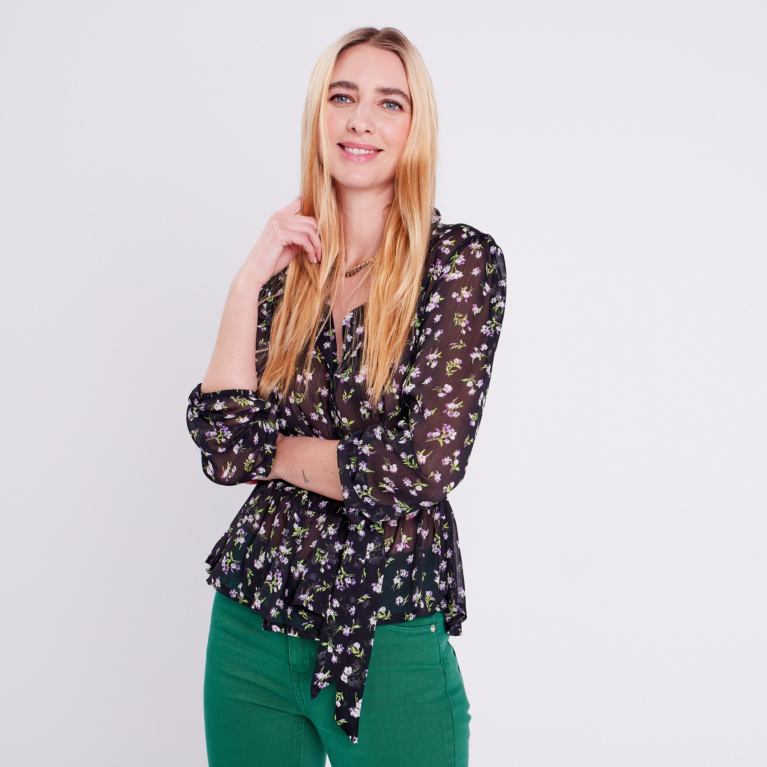 Chemise ceinturée noir femme | Cache Cache