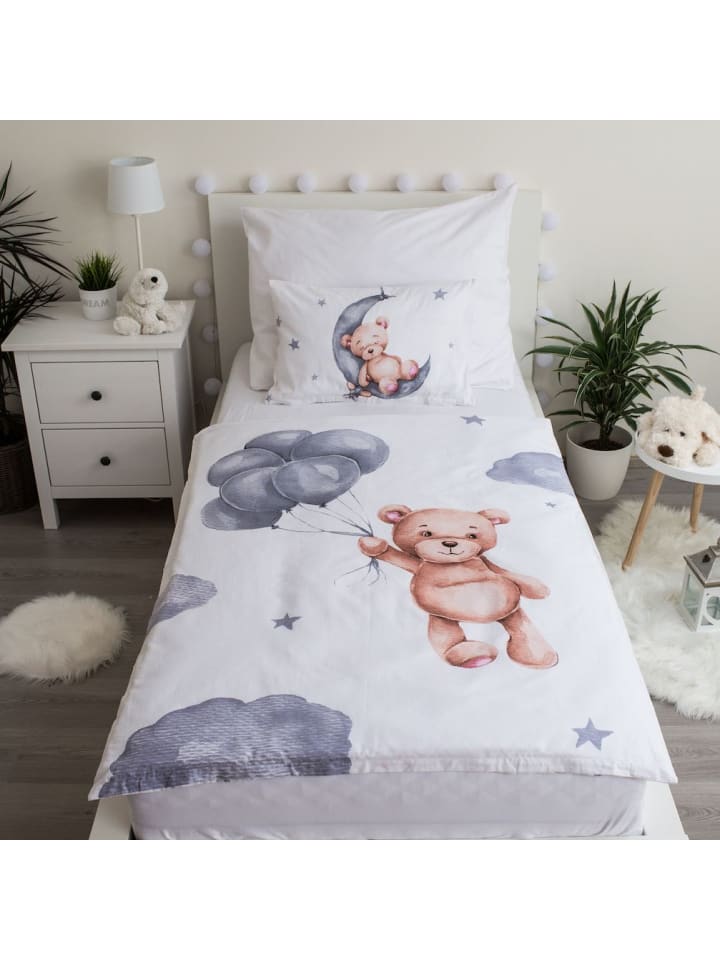 JERRY FABRICS 2-tlg.Set: Babybettwäsche Teddybär in Weiß günstig kaufen 100