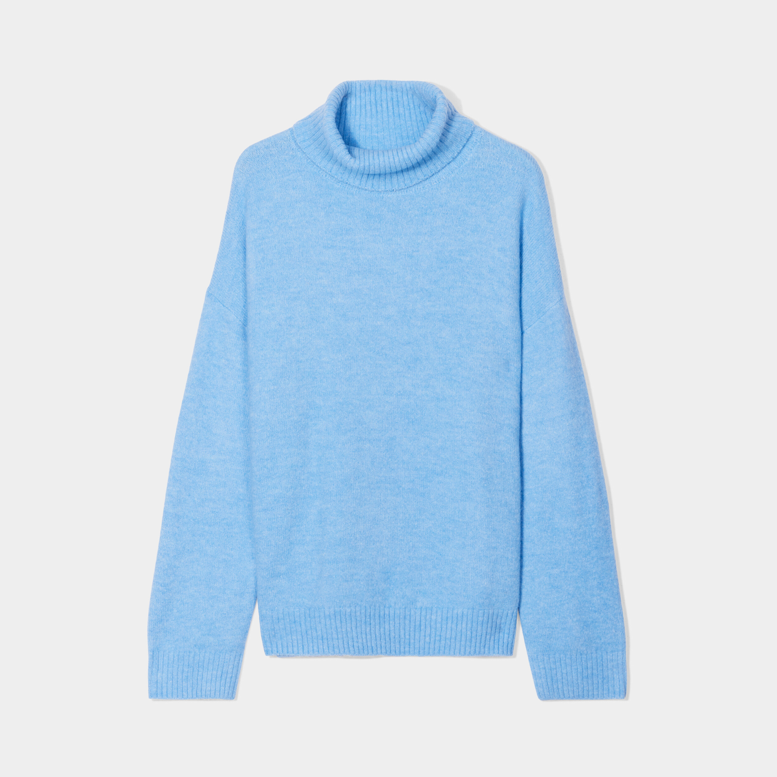 Pull col roulé droit manches longues bleu femme | La Halle