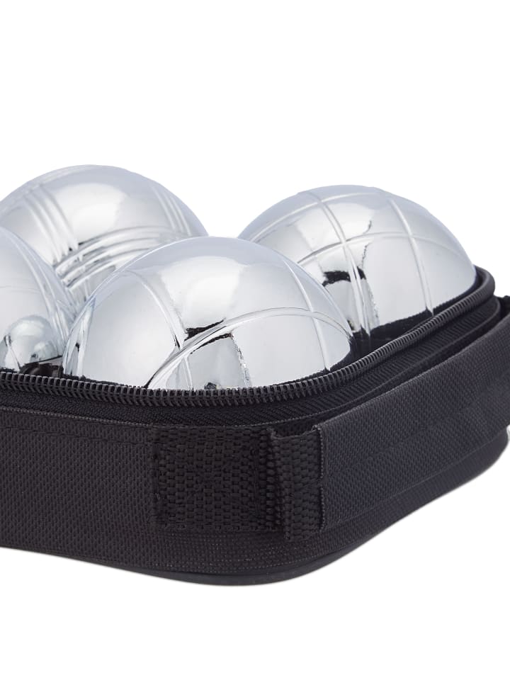 relaxdays 7-teiliges Boule Kugeln Set in Silber/ Schwarz günstig kaufen onesize