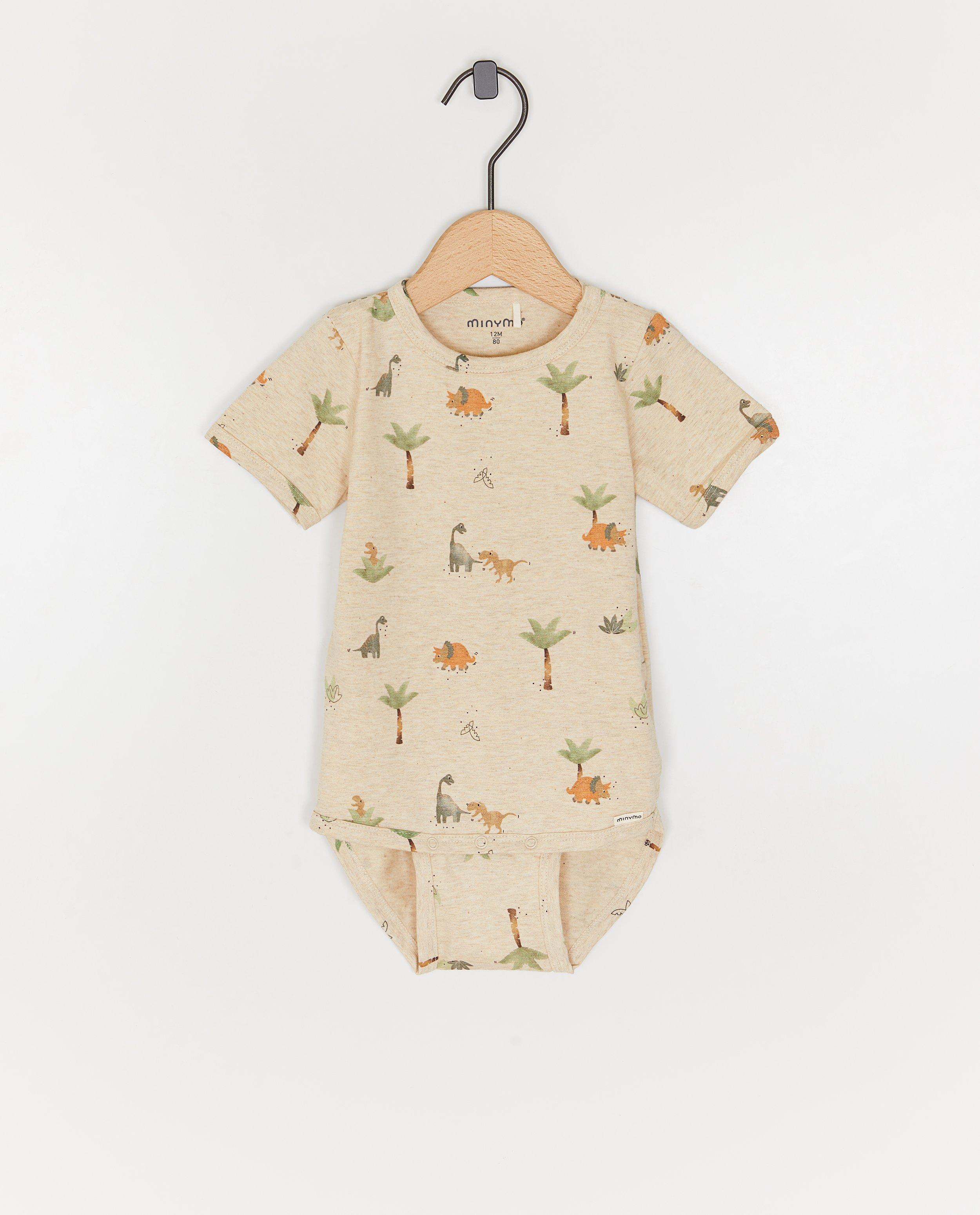 Minymo pyjamas med dinosaurietryck ljusbeige