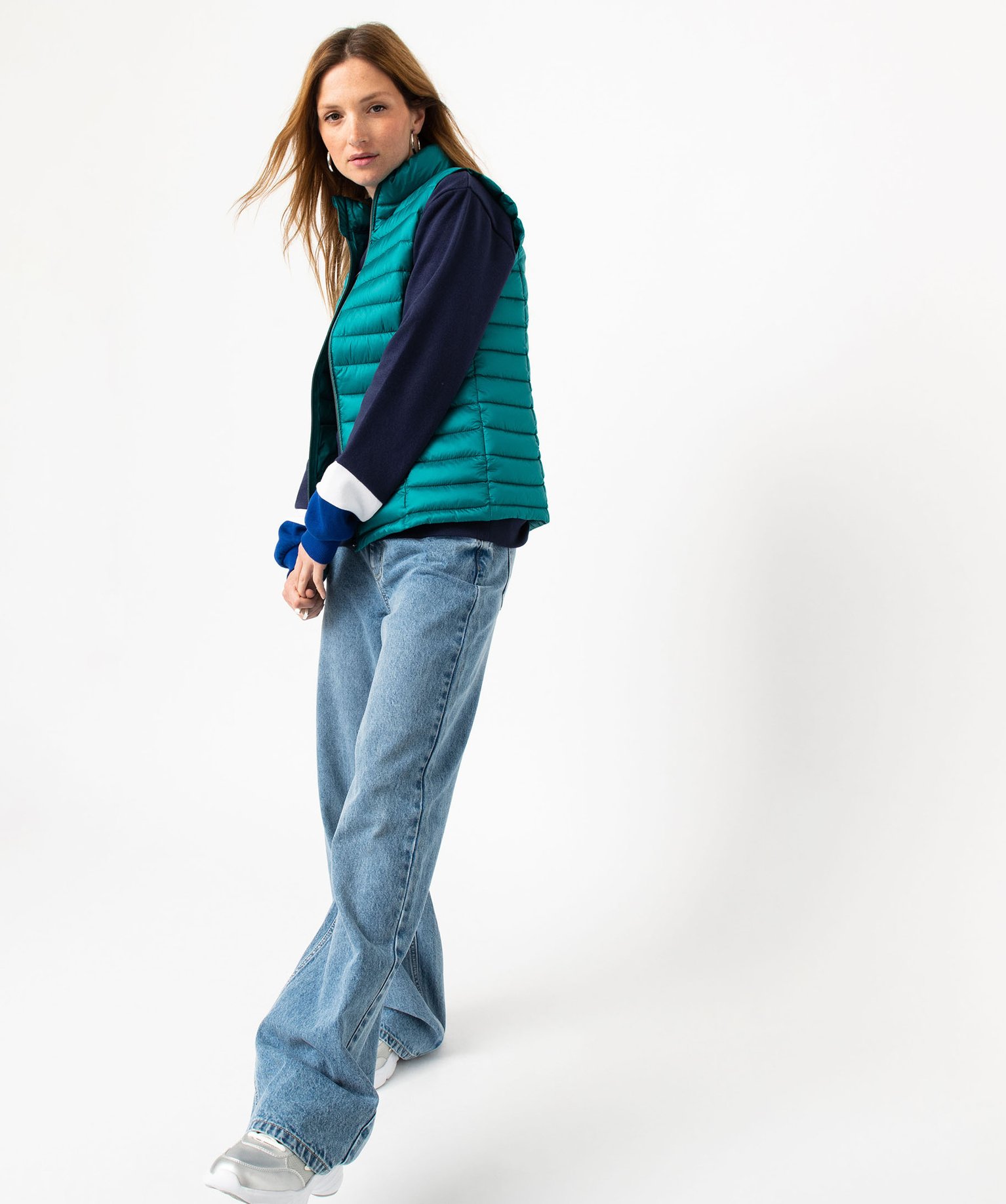 Doudoune sans manches avec col montant femme bleu | GEMO