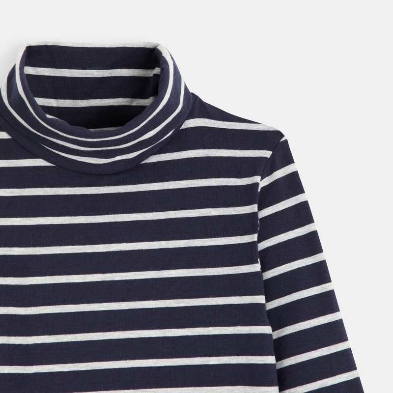 T-shirt col roulé rayé bleu garçon