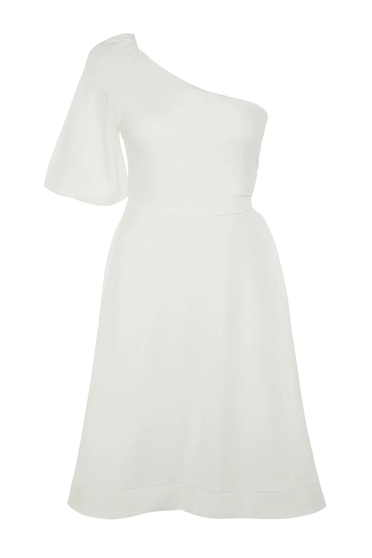 Trendyol Curve  Weißes gewebtes Brautkleid mit einem Ärmel TBBSS23AH00237