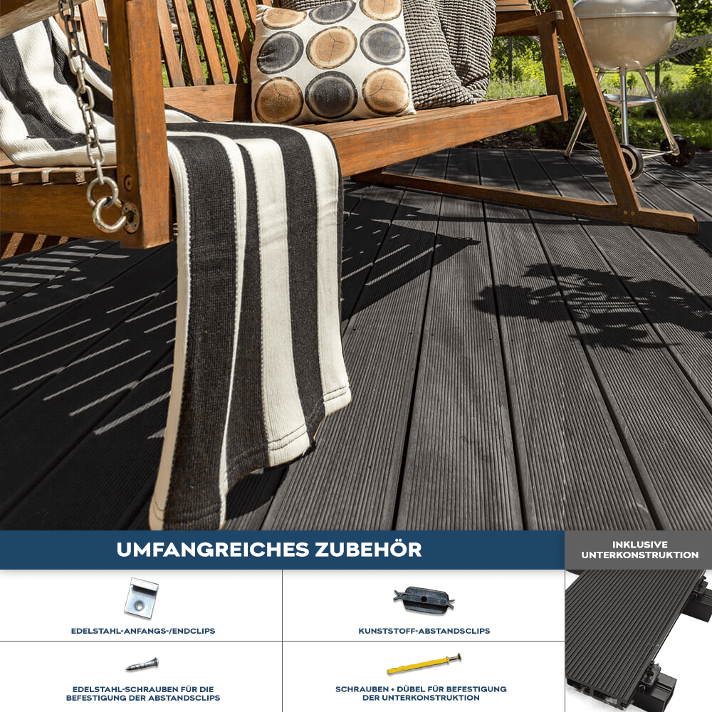 Home Deluxe WPC Terrassendielen SAMANA anthrazit 10m² (2,20 m)