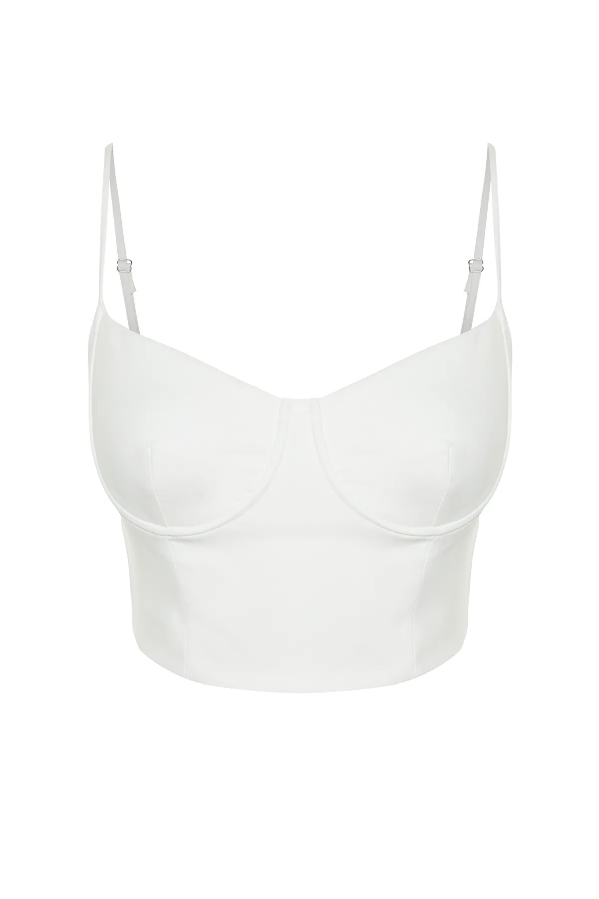 Trendyol Collection  Birdal White Crop Woven Bustier TPRSS24BS00006
