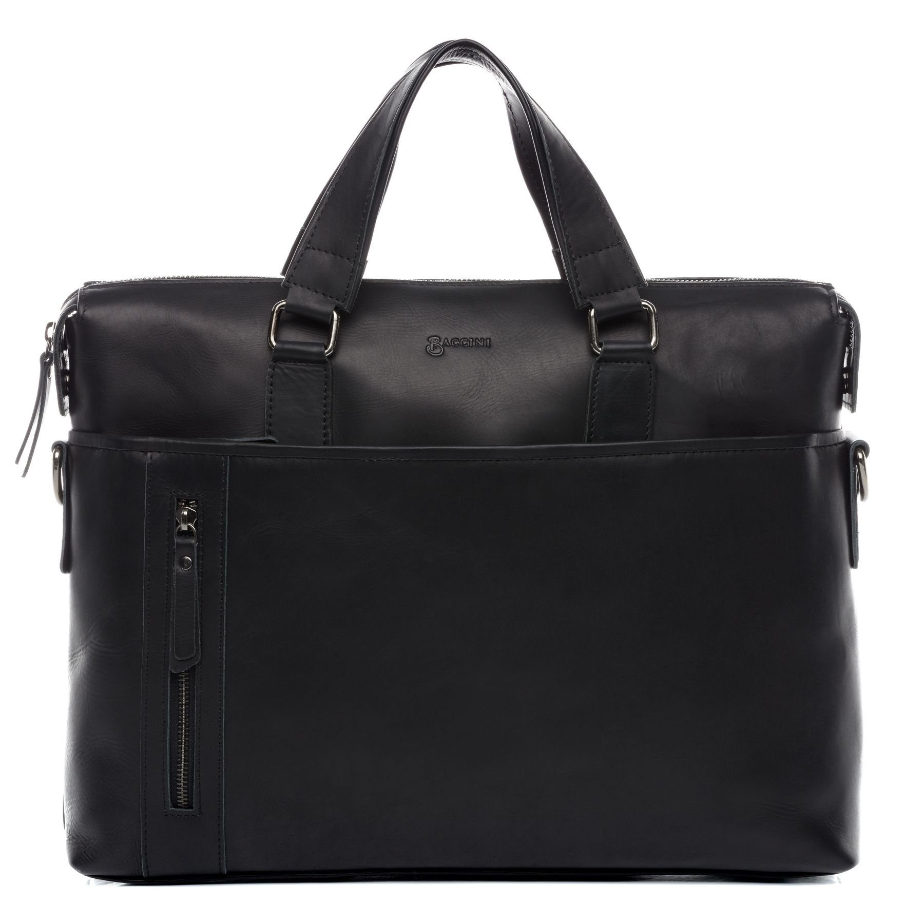 BACCINI Laptoptasche Leder Businesstasche Unisex LEANDRO, Laptoptasche 15,4 Zoll, Aktentasche Echtleder Damen Herren schwarz