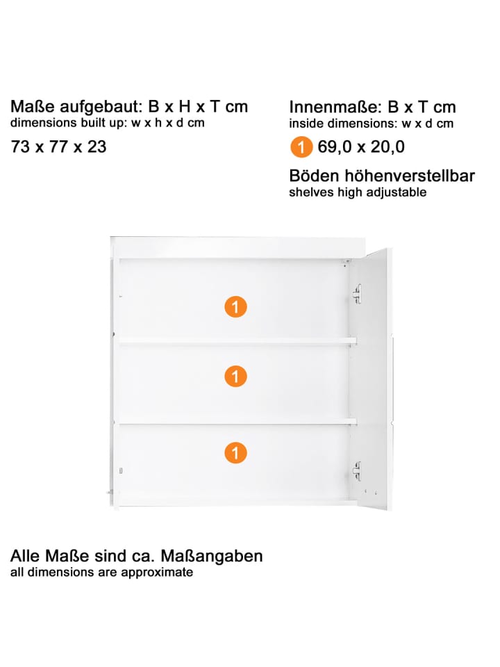 ebuy24 Badschrank AmandaMandoBea Weiß 73 x 23 cm günstig kaufen onesize