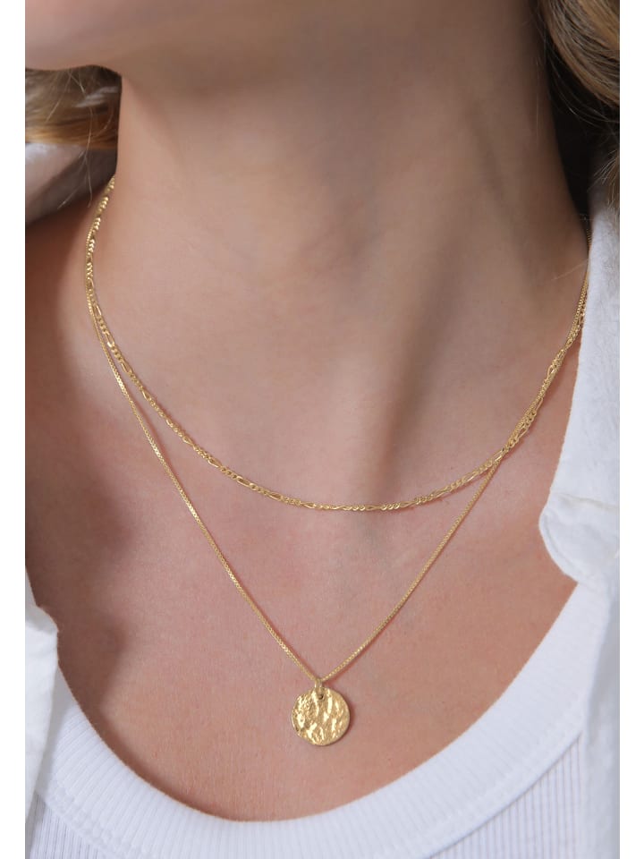 Elli Halskette 925 Sterling Silber Plättchen, Figaro in Gold günstig kaufen