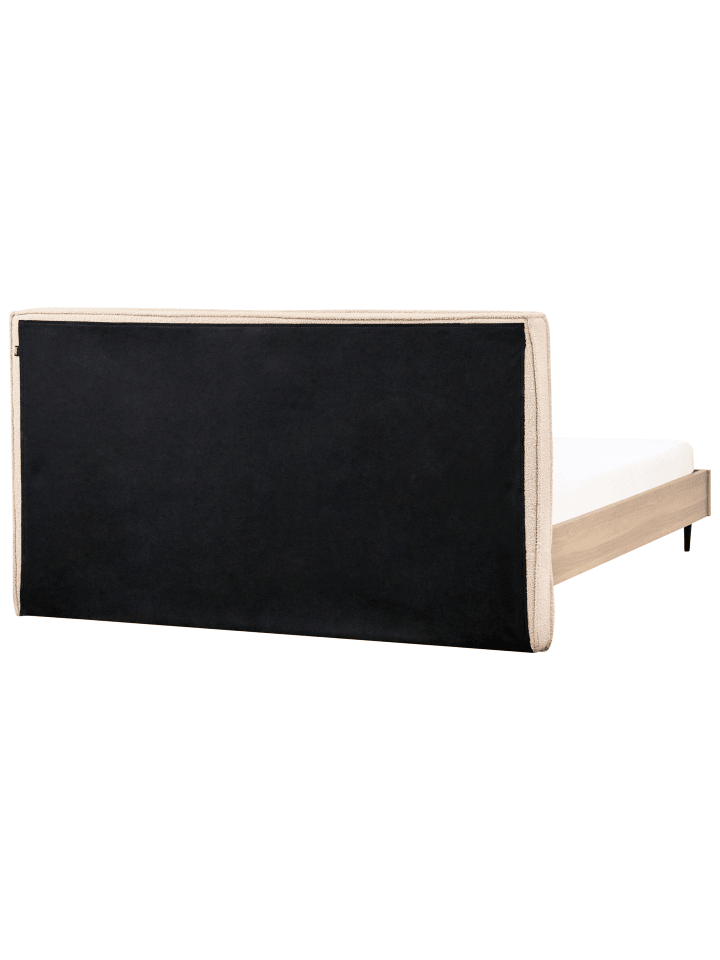 Beliani Doppelbett IZERNORE in Beige/Heller Holzfarbton/Schwarz günstig kaufen onesize