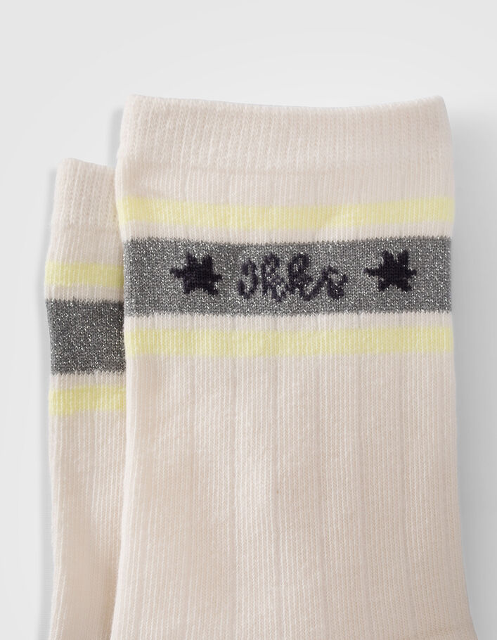 Chaussettes grises et écrues côtelées fille