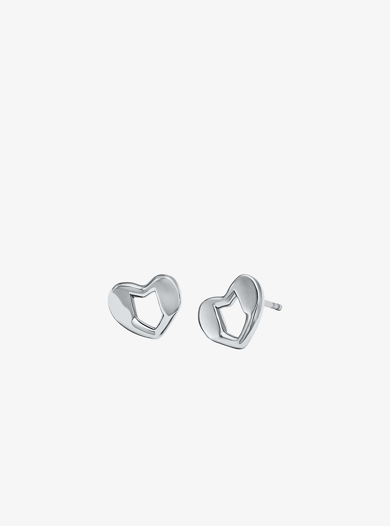 Precious Metal-Plated Sterling Silver Heart Stud Earrings - SILVER