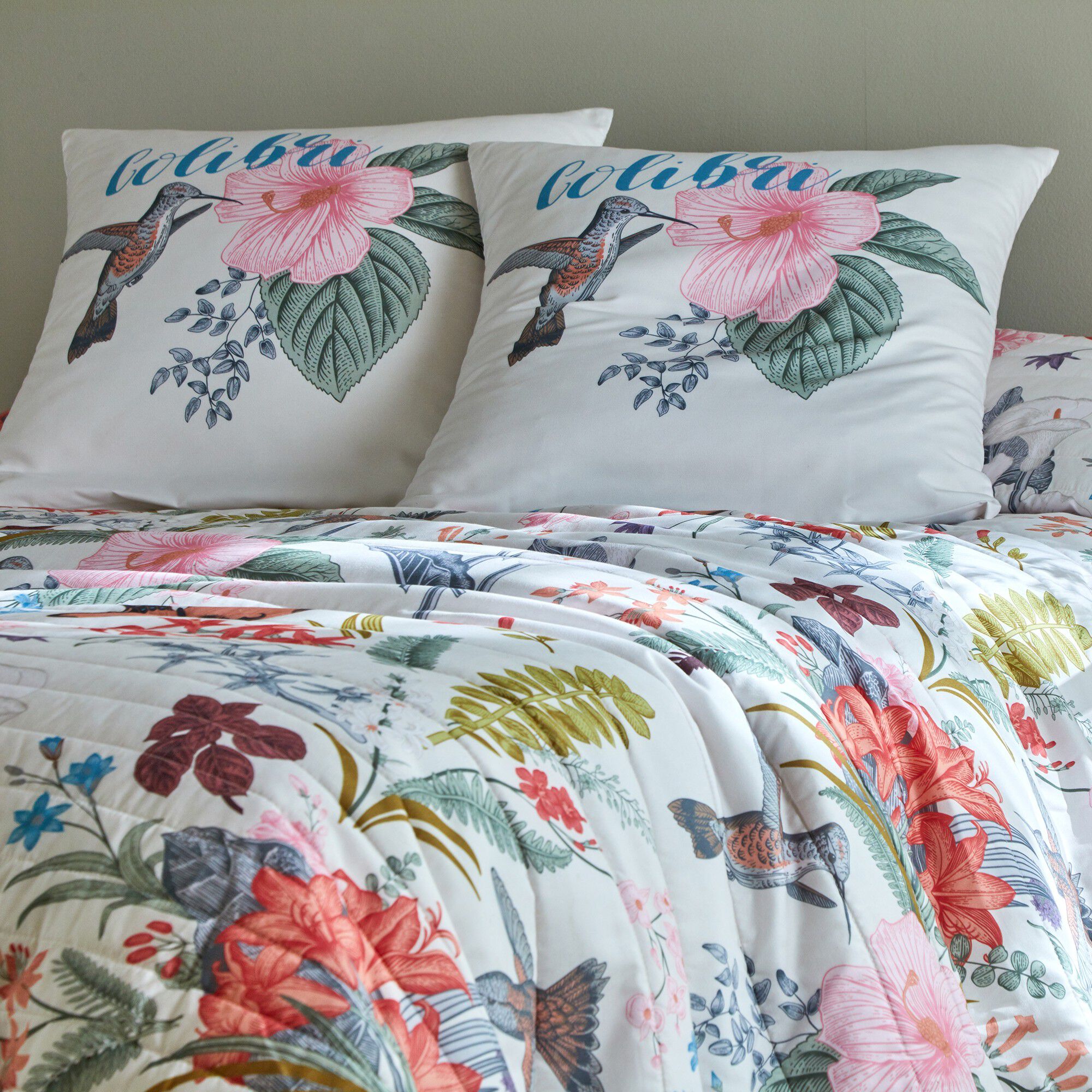 Couvre-lit matelassé imprimé fleuri