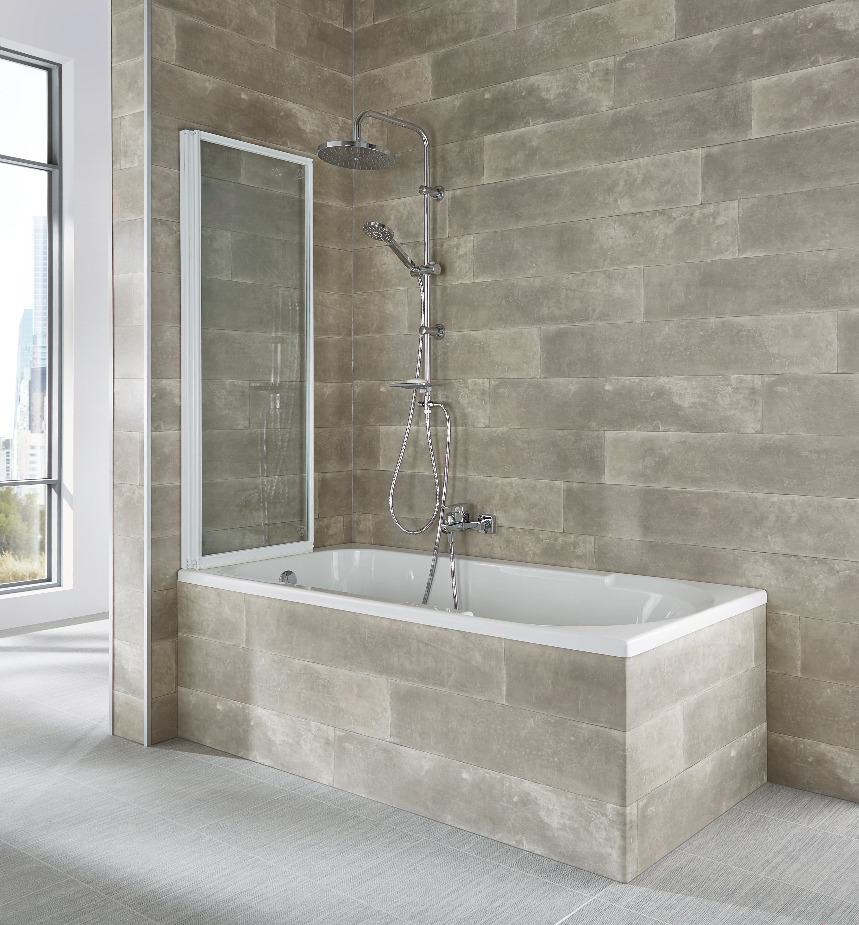 welltime Badewannenaufsatz Nassau, Einscheibensicherheitsglas, (2 tlg), Badewannenfaltwand, Spritzschutzwand für Badewanne