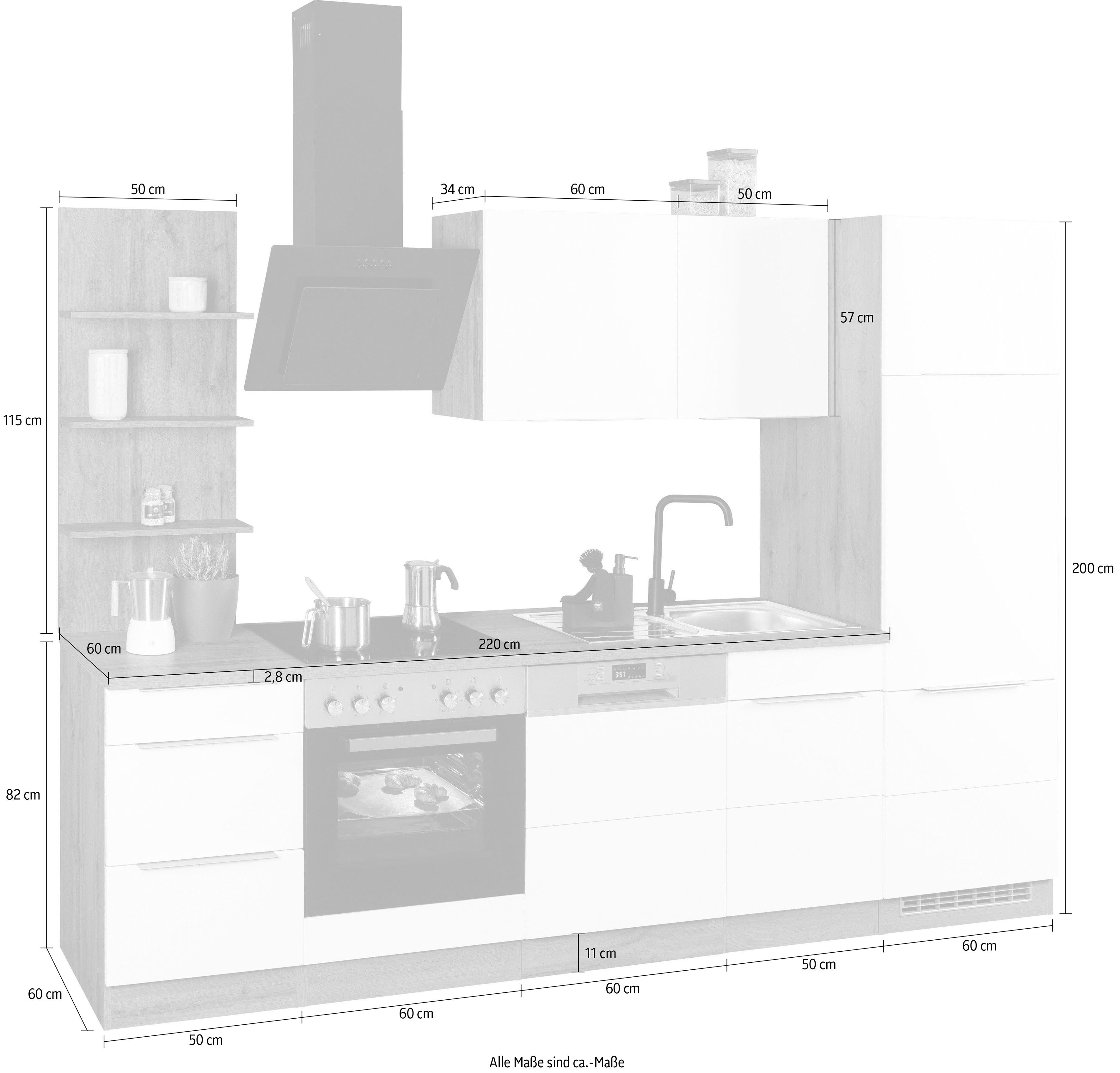 HELD MÖBEL Küchenzeile Brindisi, mit E-Geräten, Breite 280 cm